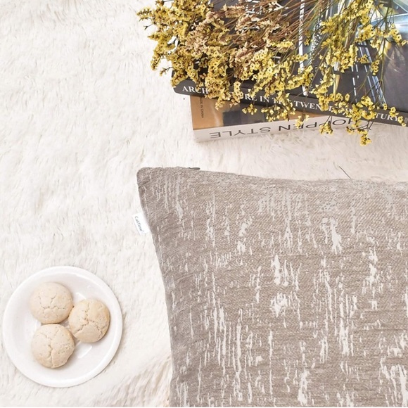 Luxury Home | Elegant Light Taupe Textured Marbling Jaquard Throw Pillow Covers - Picture 5 of 7